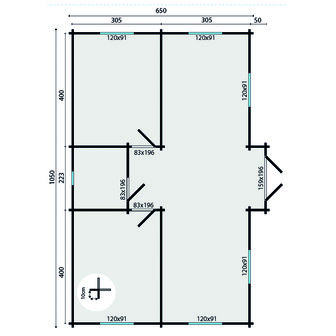 Blokhut Skerries 1050 x 700 x 317 cm - Prefab Houten Woning - Luxe Tuinhuis