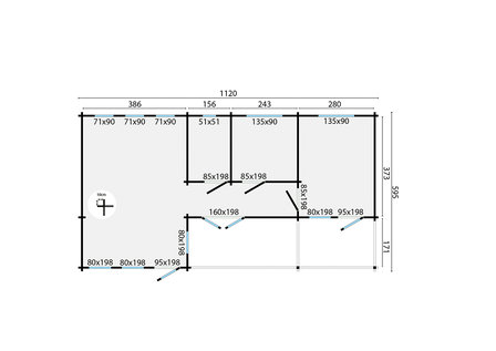 Blokhut Letterkenny 1120 x 595 x 304 cm - Prefab Houten Woning - Luxe Tuinhuis