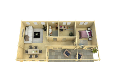 Blokhut Letterkenny 1120 x 595 x 304 cm - Prefab Houten Woning - Luxe Tuinhuis