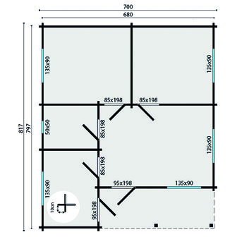 Blokhut Ardee 700 x 817 x 317 cm - Prefab Houten Woning - Luxe Tuinhuis