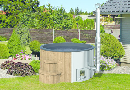 Luxe Hottub Thermowood met externe RVS kachel - Spa 200cm