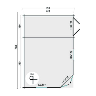 Blokhut Helge  500 x 350 x 222 cm - Tuinhuis 
