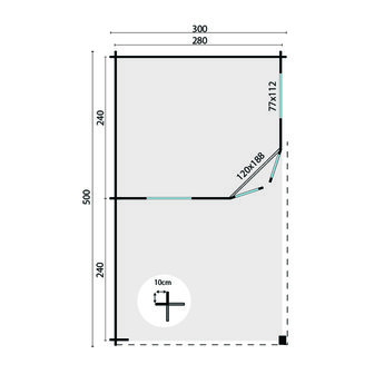 Blokhut Kennet 500 x 300 x 271 cm - Tuinhuis Kennet met overkapping 