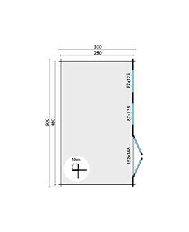 Blokhut Aiste 500 x 300 x 243 cm Wanddikte 40 mm