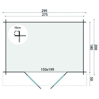 Blokhut Anja 295 x 200 x 255 cm + Luifel 50 cm Wanddikte 28 mm - Luxe Tuinhuis