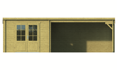 Blokhut Anton met zijluifel Geïmpregneerd 700 x 400 x 217 cm Wanddikte 40 mm