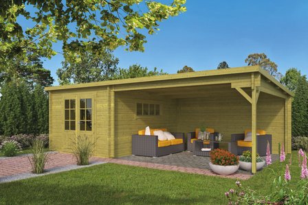 Blokhut Anton met zijluifel Geïmpregneerd 700 x 400 x 217 cm Wanddikte 40 mm