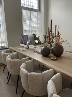 Eiken boomstamtafel Zürich U-poot industrieel - Boomstamblad met stalen U-poten