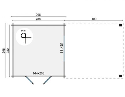 Blokhut Dellinger 600 x 300