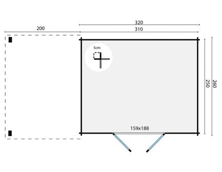 Blokhut Extramodern 520 x 260