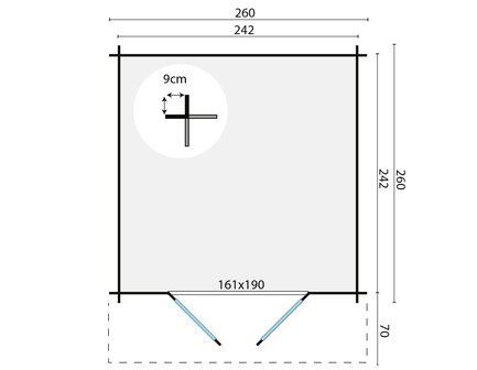 Blokhut Gitte 260 x 260