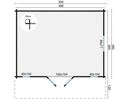 Blokhut Gustav 500 x 380 