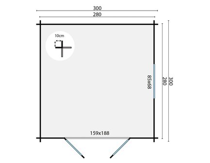 Blokhut Halvar 300 x 300