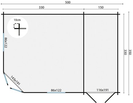 Blokhut Helge 500 x 350