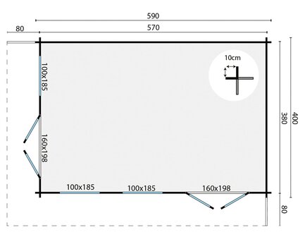 Blokhut  Hildegard 590x400cm