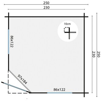 Blokhut Jos 250 x 250 cm