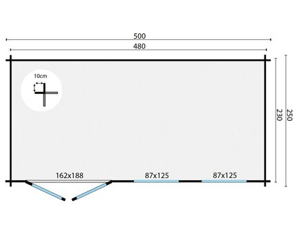 Blokhut Justine 500 x 250 