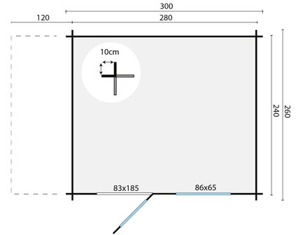 Blokhut Lars 300 x 260