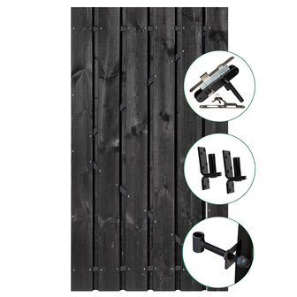 Tuindeur Privacy luxe grenen zwart 90cm