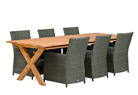 Hardhouten tuintafel teak 350 x 100 x 78 cm met kruispoten