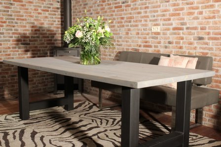 Industriële kloostertafel stalen H-poot