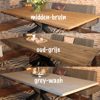 Industriële kloostertafel stalen 3D kruispoot