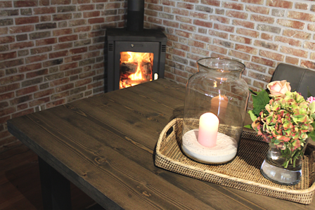 Industriële steigerhouten tafel X-poot
