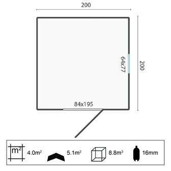 Tuinhuisje Olaf 200 x 200 x 230 cm Geïmpregneerd Wanddikte 16 mm - Tuinkast