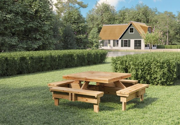 Vierkante Picknicktafel Saint-Tropez 230 x 230 x 70 cm Geïmpregneerd Vuren (8-10 personen)