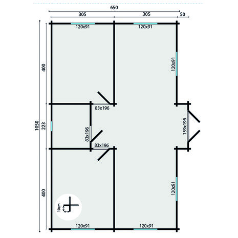 Blokhut Skerries 1050 x 700 x 317 cm - Prefab Houten Woning - Luxe Tuinhuis