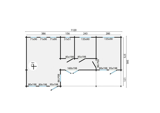 Blokhut Letterkenny 1120 x 595 x 304 cm - Prefab Houten Woning - Luxe Tuinhuis
