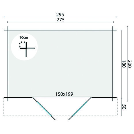 Blokhut Anja 295 x 200 x 255 cm + Luifel 50 cm Wanddikte 28 mm - Luxe Tuinhuis