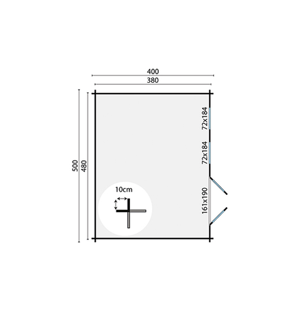 Blokhut Annabel 500 x 400 x 223 cm Tuindeco Wanddikte 40 mm - Luxe Tuinhuis