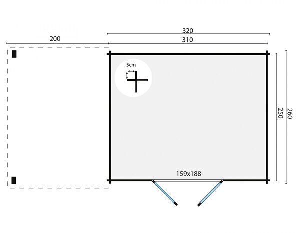 Blokhut Extramodern 520 x 260