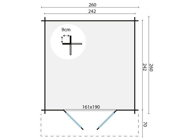 Blokhut Gitte 260 x 260