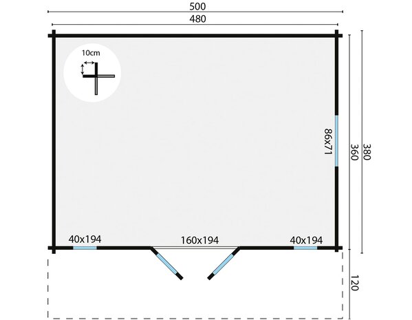 Blokhut Gustav 500 x 380 