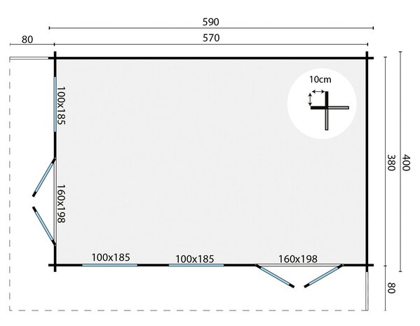 Blokhut  Hildegard 590x400cm