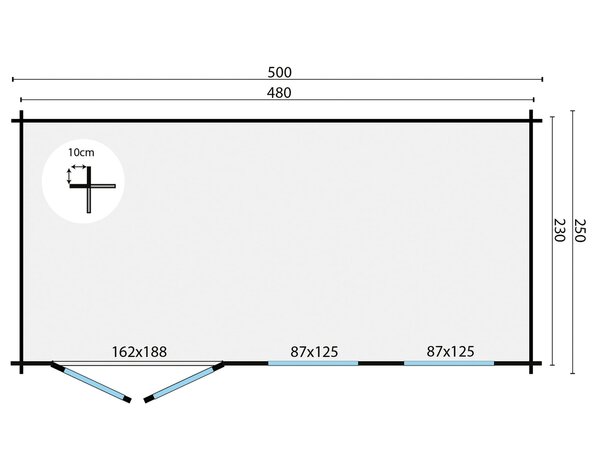 Blokhut Justine 500 x 250 