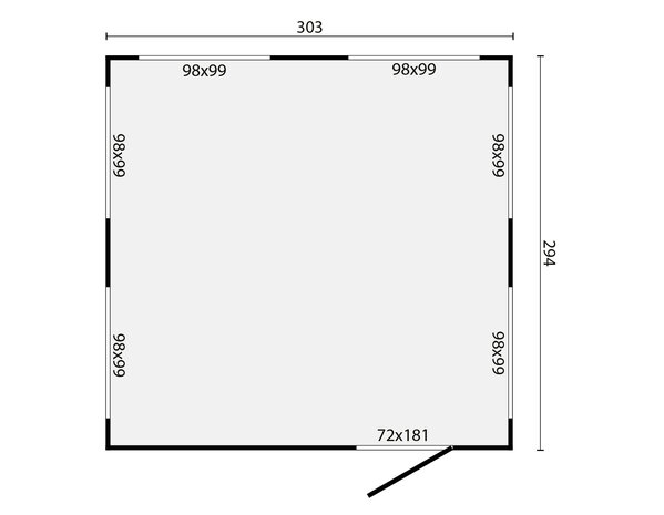 Houten kiosk Moose 303x294 cm – compacte kiosk met punt dak
