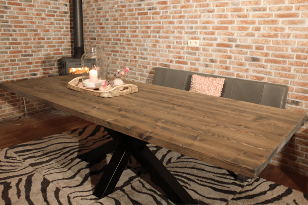Industriële kloostertafel Oud-grijs