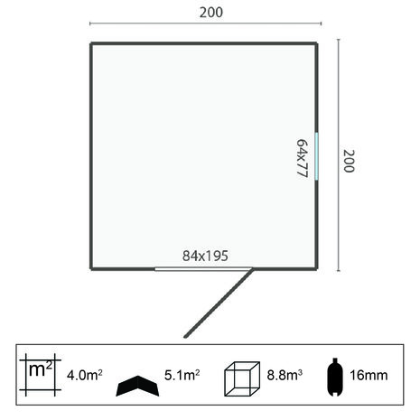 Tuinhuisje Olaf 200 x 200 x 230 cm Geïmpregneerd Wanddikte 16 mm - Tuinkast