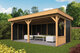 Overkapping Oslo XL type 3 Douglas 670 x 430 cm - Zwarte wanden incl. EPDM