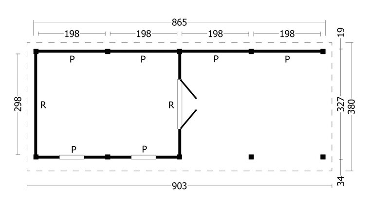 Overkapping Plat dak Oslo L &ndash; Type 11 zwarte wanden