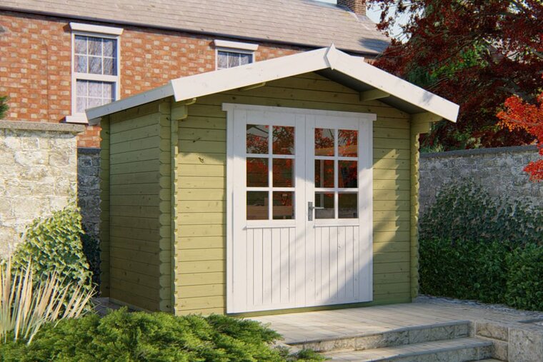 Blokhut Anja 295 x 200 x 255 cm + Luifel 50 cm Wanddikte 28 mm - Luxe Tuinhuis