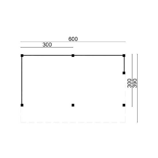 Kapschuur Goor 600 x 390 cm Douglas - Blanke wanden