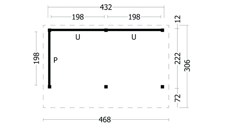 Kapschuur Bergen L, type 2 - 465 x 318 cm - Blank Douglas