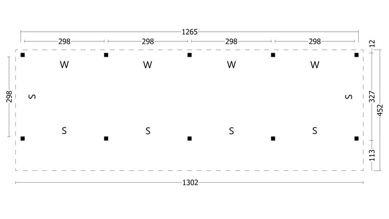 Kapschuur Bergen XL, type 9 - 1295 x 418 cm - Blank Douglas