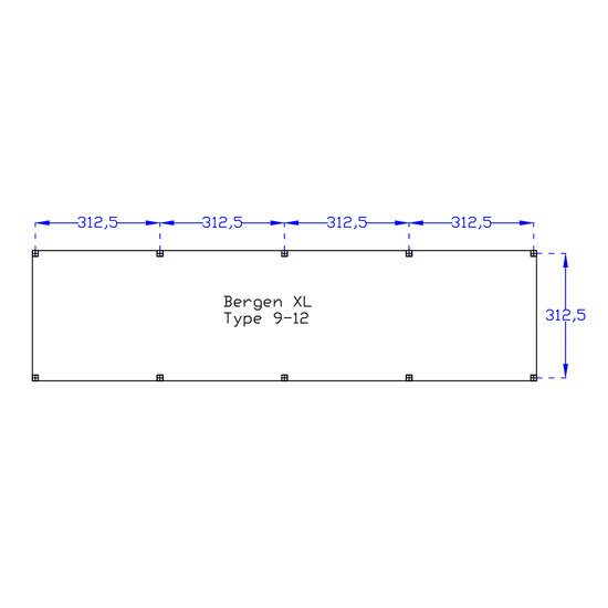 Kapschuur Bergen XL, type 9 - 1295 x 418 cm - Blank Douglas