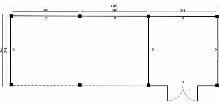 Overkapping Stavanger XL, type 4 - 1100 x 372 cm - Blank Douglas
