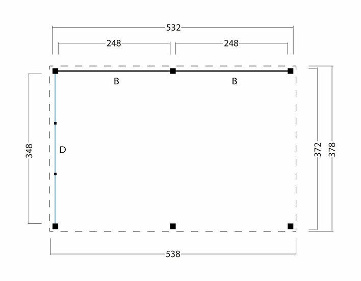 Kapschuur Kiruna, type 1 - 538 x 378 cm - Red Class Wood 
